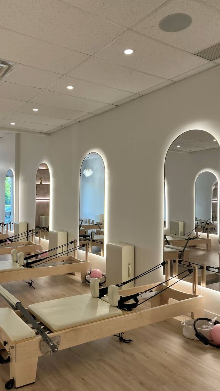 Elegant reformer pilates studio interior